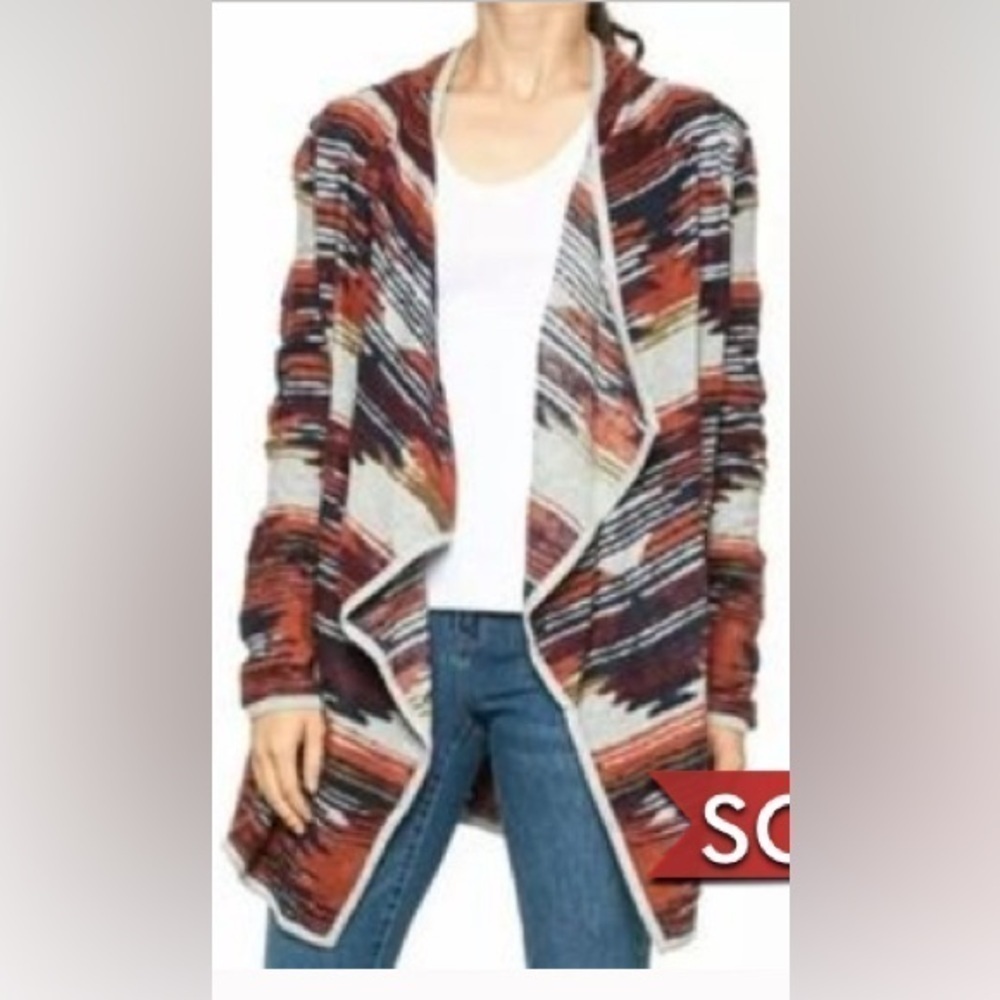 Lucky brand open waterfall cardigan NWT size M western southwest pattern
